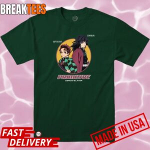 Demon Slayer x Primitive Tanjiro Kamado & Giyu Tomioka Forest Green T Shirt.jpg