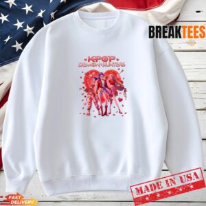 Kpop Demon Hunters T Shirt Cute Heart & Roses Aesthetic Graphic Tee Pink K Pop Idol Style Shirt Sweatshirt