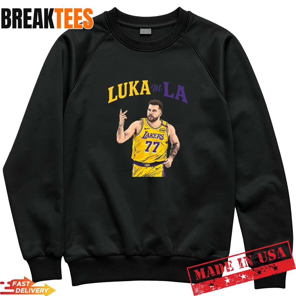 Luka Doncic #77 Lakers Purple and Gold Shirt – NBA Fantasy Concept Graphic Tee Luka Doncic #77 Lakers Purple and Gold Shirt – NBA Fantasy Concept Graphic Tee