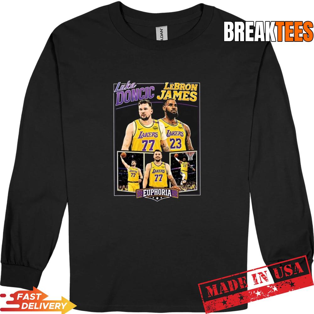 Legendary Luka Doncic LeBron James Lakers Basketball Duo Graphic T-Shirt Legendary Luka Doncic LeBron James Lakers Basketball Duo Graphic T-Shirt