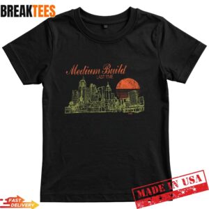 Medium Build Music Merch Shop Cityscape T-Shirt
