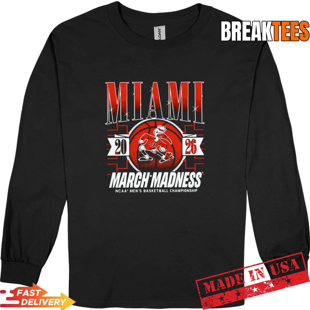 Miami Hurricanes Basketball NCAA Championship March Madness 2026 T-Shirt Miami Hurricanes Basketball NCAA Championship March Madness 2026 T-Shirt