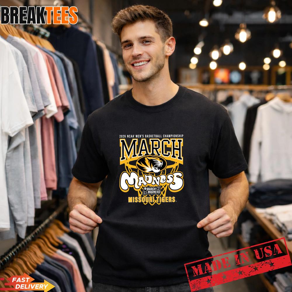 Missouri Tigers 2026 March Madness Basketball Champions Bold Fan T-Shirt Missouri Tigers 2026 March Madness Basketball Champions Bold Fan T-Shirt