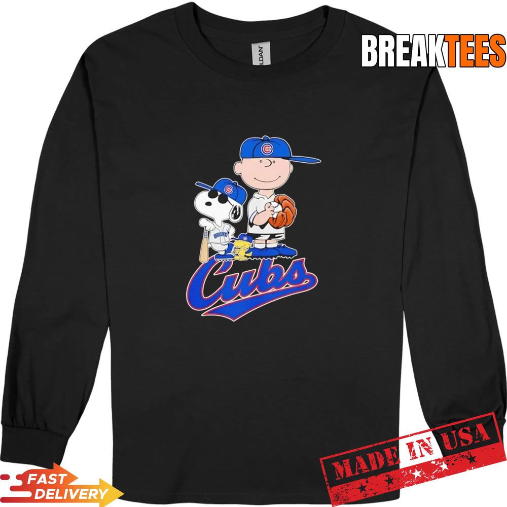 Peanuts characters x Chicago Cubs Baseball MLB 2026 cartoon T-Shirt Peanuts characters x Chicago Cubs Baseball MLB 2026 cartoon T-Shirt