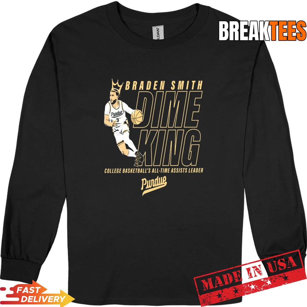 Purdue Braden Smith Dime King College Basketball’s All-Time Assists Record Shirt Purdue Braden Smith Dime King College Basketball’s All-Time Assists Record Shirt