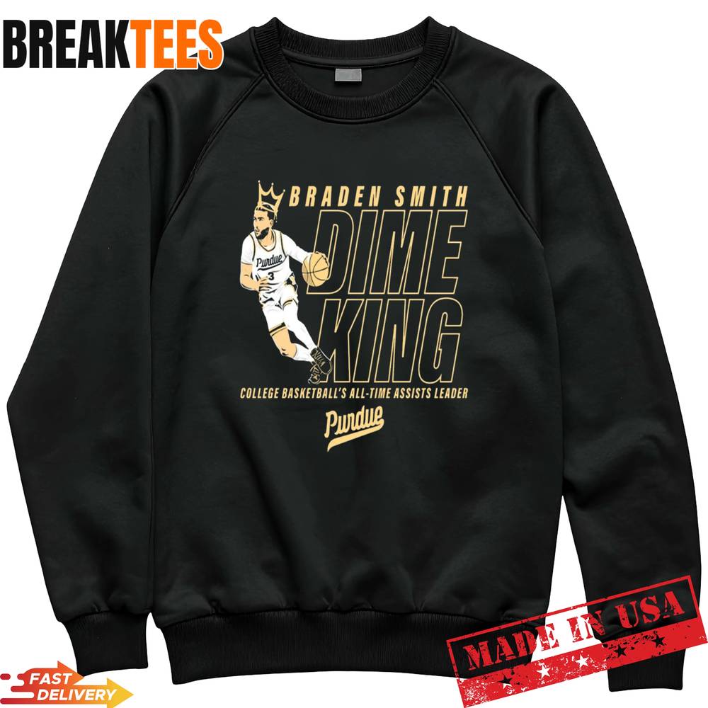 Purdue Braden Smith Dime King College Basketball’s All-Time Assists Record Shirt Purdue Braden Smith Dime King College Basketball’s All-Time Assists Record Shirt
