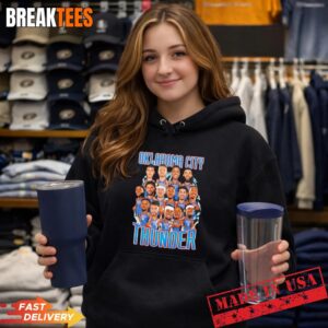 2026 NBA Playoffs Oklahoma City Thunder Basketball Players Caricatures T-Shirt 1