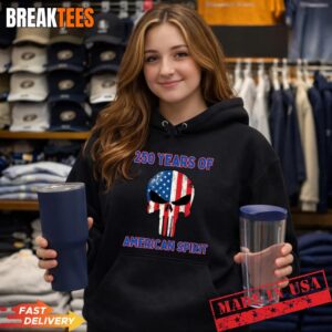 250 Years of Freedom American Spirit US Flag Punisher Skull Patriotic T-Shirt 1