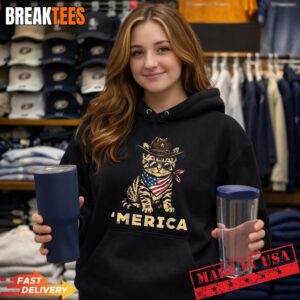 4th of July Cowboy Cat Merica Patriotic Shirt 1