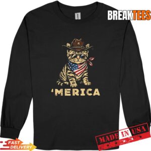 4th of July Cowboy Cat Merica Patriotic Shirt 2
