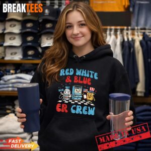 4th of July Red White Blue ER Crew T-Shirt 1