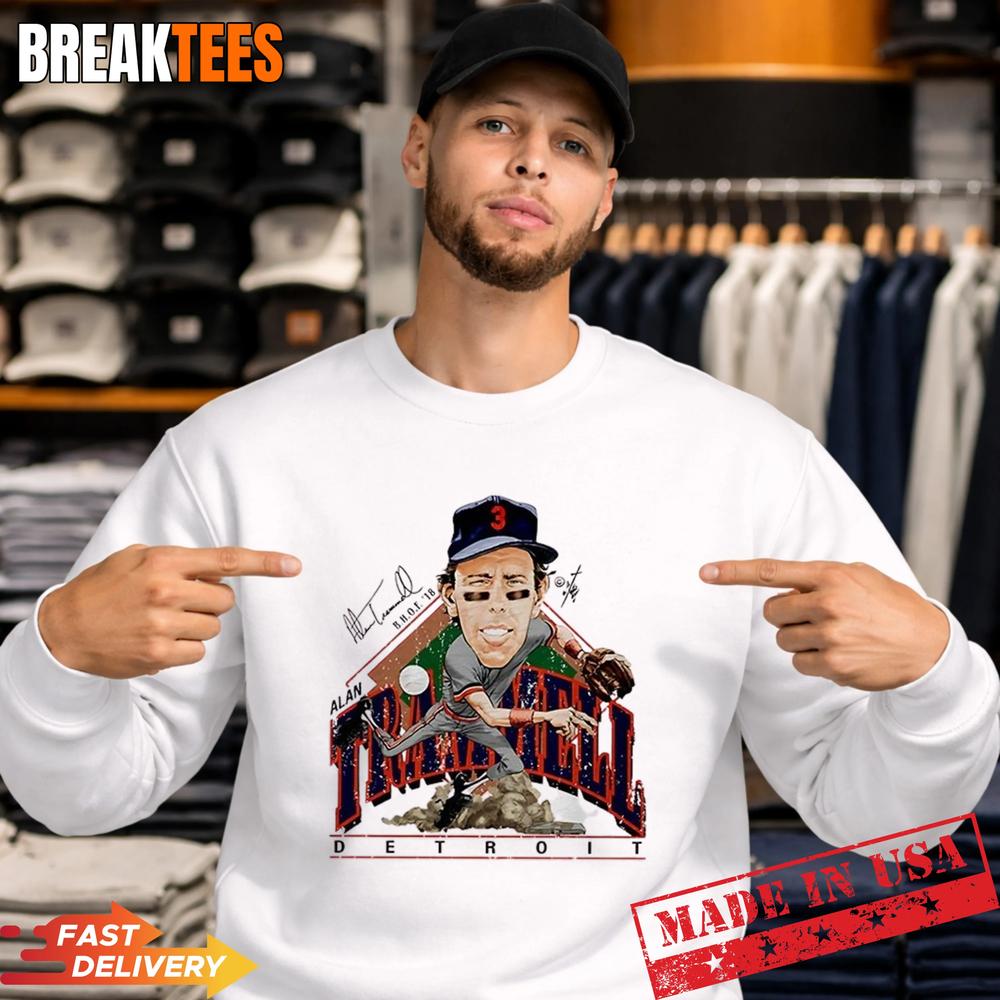 Alan Trammell Detroit Tigers MLB Signature Caricature T-Shirt Alan Trammell Detroit Tigers MLB Signature Caricature T-Shirt