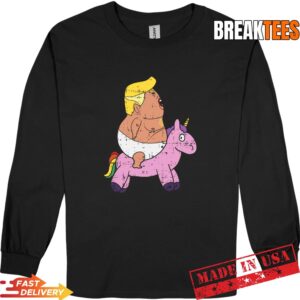 Angry Trump Baby Blimp Balloon Riding Unicorn Shirt 2