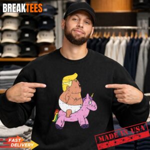Angry Trump Baby Blimp Balloon Riding Unicorn Shirt 3
