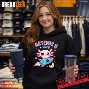 Artemis II 2026 Cute Axolotl Launch Back to The Moon Shirt 1