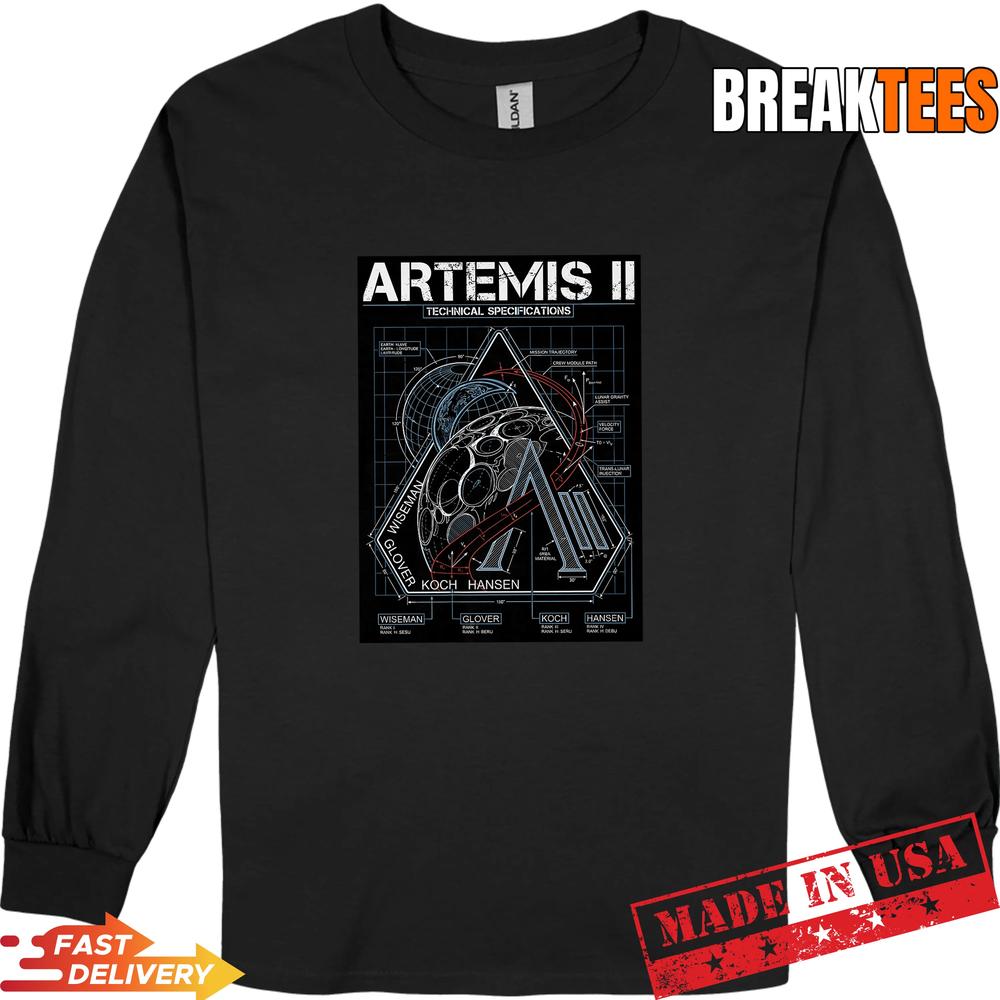 Artemis II Technical Specifications Moon Mission Blueprint T-Shirt Artemis II Technical Specifications Moon Mission Blueprint T-Shirt