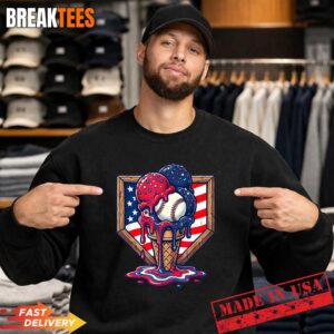 Baseball Drip American Flag T-Shirt 3