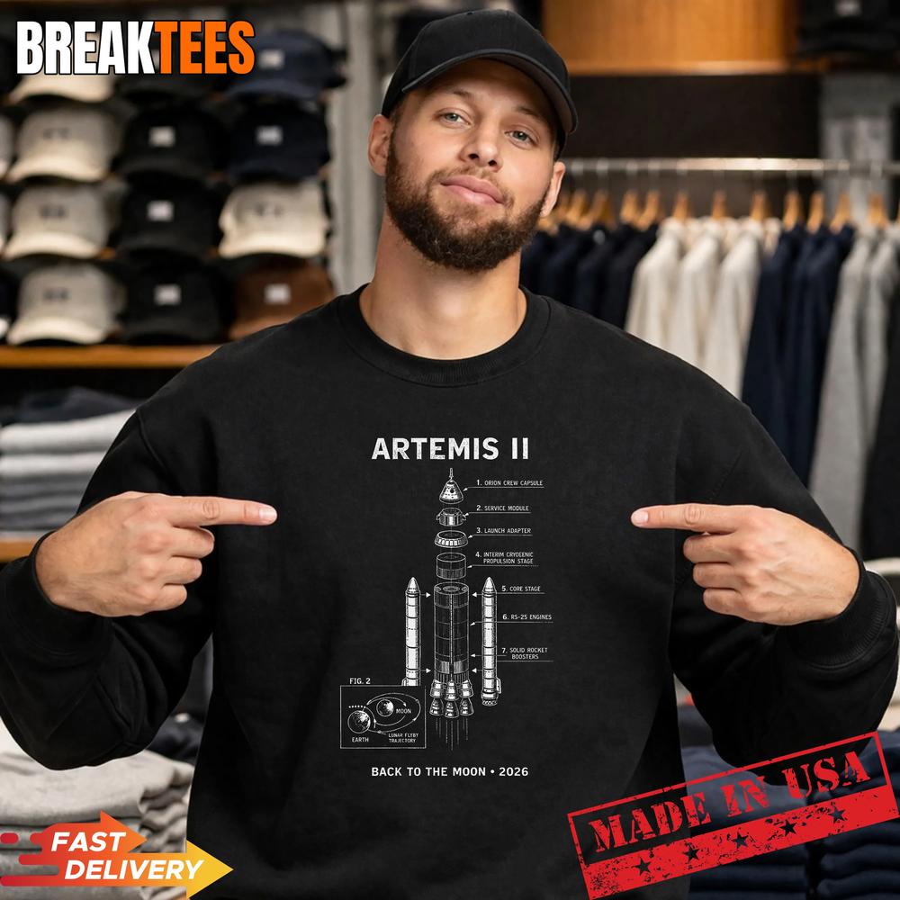 Blueprint Space Rocket Launch Mission to The Moon Artemis 2 T-Shirt Blueprint Space Rocket Launch Mission to The Moon Artemis 2 T-Shirt