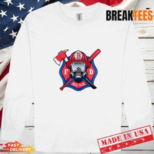 Boston Red Sox x Firefighters Helmet Axe And Baseball Bat T-Shirt 2