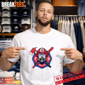 Boston Red Sox x Firefighters Helmet Axe And Baseball Bat T-Shirt