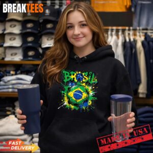 Brazil Football Soccer Player Flag Graffiti Father's Day Shirt 1