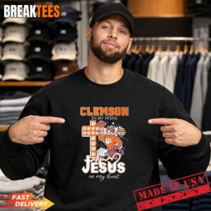 Clemson in my veins Jesus in my heart mascot T-Shirt 3
