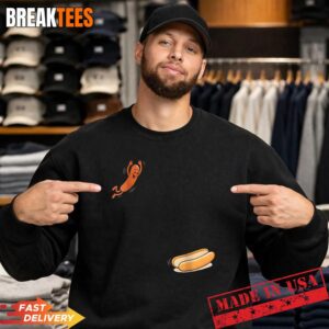 Funny Hot Dog Jumping Into Bun Sausage BBQ High Dive T-Shirt 3