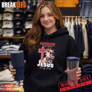 Hawks in my veins Jesus in my heart mascot T-Shirt 1