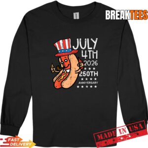 July 4th 2026 250th Anniversary Hotdog 250 Years USA T-Shirt 2