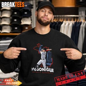 Kevin McGonigle Detroit Tigers baseball Detroit Map T-Shirt 3