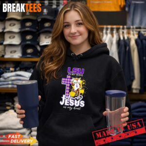 LSU Tigers In My Veins Jesus In My Heart Mascot Logos On Cross Football T-Shirt 1