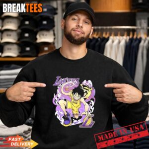 Luffy Los Angeles Lakers One Piece anime T-Shirt 3