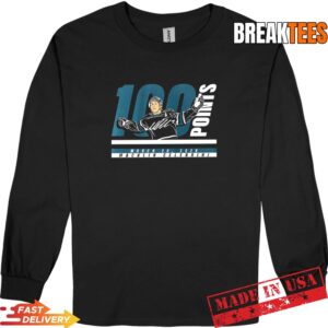 Macklin Celebrini 100 points San Jose Sharks NHL 2026 signature t-shirt 2
