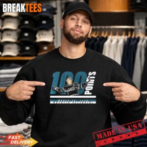 Macklin Celebrini 100 points San Jose Sharks NHL 2026 signature t-shirt 3