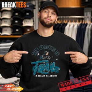 Macklin Celebrini The Future is Teal San Jose Hockey Shirt 3
