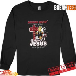 Miami Heat in my veins Jesus in my heart mascot T-Shirt 2