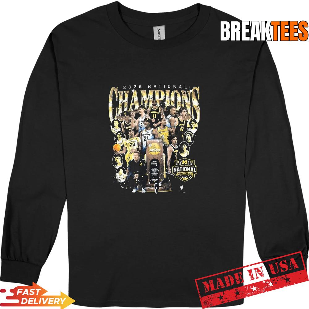 Michigan Wolverines 2026 Men’s Basketball National Champions trophy T-Shirt Michigan Wolverines 2026 Men’s Basketball National Champions trophy T-Shirt