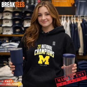 Michigan Wolverines 2026 Two-Time NCAA Men's Basketball National Champions Shirt 3 Michigan Wolverines 2026 Two Time NCAA Men's Basketball National Champions Hoodie
