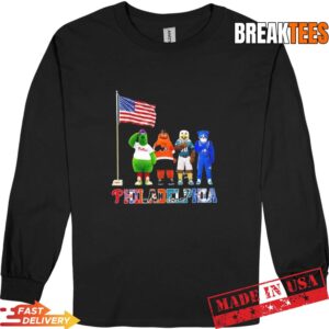 Philly Big 4 Pride Mascots Saluting the US Flag Long Sleve.jpg