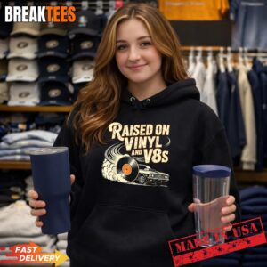 Raised On Vinyl and V8s Retro Car Music Culture Shirt 1