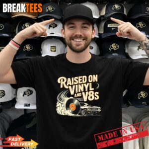 Raised On Vinyl and V8s Retro Car Music Culture Shirt