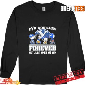 Snoopy and Charlie Brown Friends Byu Cougars Forever Not Just When We Win Long Sleve