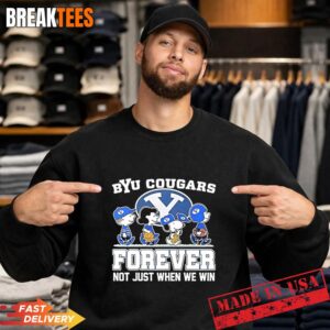 Snoopy and Charlie Brown Friends Byu Cougars Forever Not Just When We Win Sweatshirt