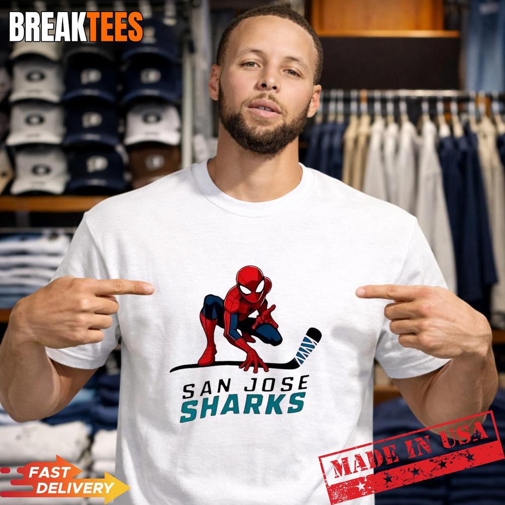 Spider Man x San Jose Sharks T-Shirt Spider Man x San Jose Sharks T-Shirt