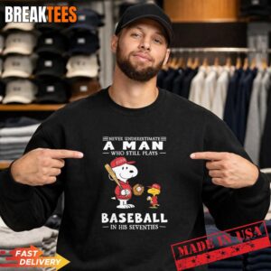 St Louis Cardinals x Snoopy Never Underestimate A Man Who Still Plays Baseball Shirt 3