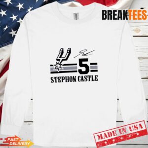 Stephon Castle 5 San Antonio Spurs 2026 NBA Playoff Signature T-Shirt 2