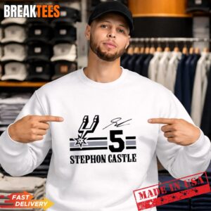 Stephon Castle 5 San Antonio Spurs 2026 NBA Playoff Signature T-Shirt 3