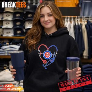 Stethoscope Heart Heartbeat It's A Work Of Heart Chicago Cubs Baseball Logo Hoodie