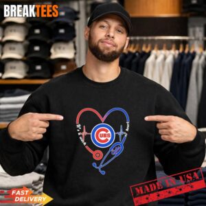 Stethoscope Heart Heartbeat It's A Work Of Heart Chicago Cubs Baseball Logo Sweatshirt