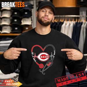 Stethoscope Heart Heartbeat It's A Work Of Heart Cincinnati Reds Baseball Logo Sweatshirt